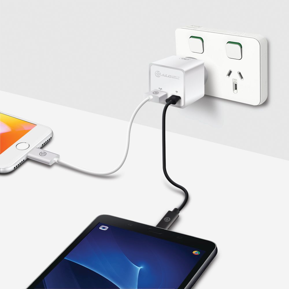 Alogic 2 Port USB C and USB A Fast Charge Mini Wall Charger