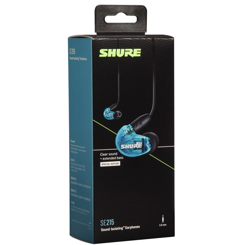 Shure SE215 Wired Earphones - Blue (UNI Cable)