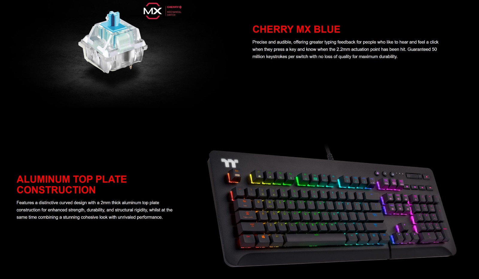 Thermaltake Level 20 GT RGB Mechanical Gaming Keyboard - Cherry Blue Switch (GKB-LVG-BLBRUS-01)