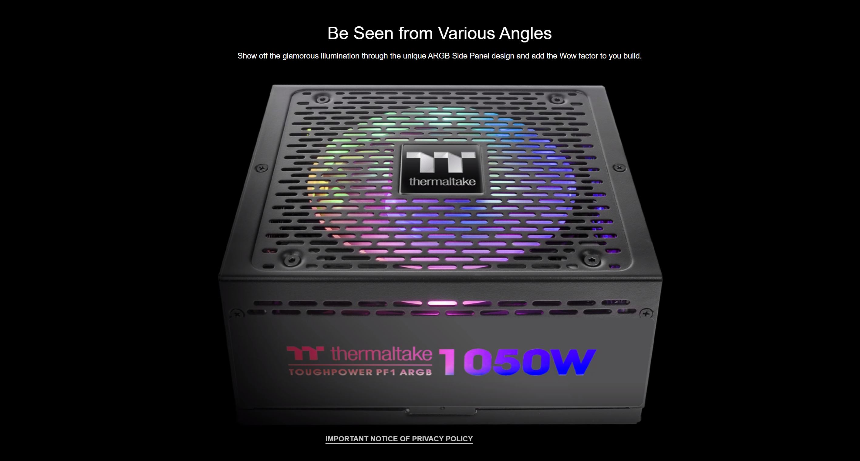 Thermaltake 1050W Toughpower PF1 80+ Platinum RGB Modular Power Supply (PS-TPD-1050F3FAPA-1)