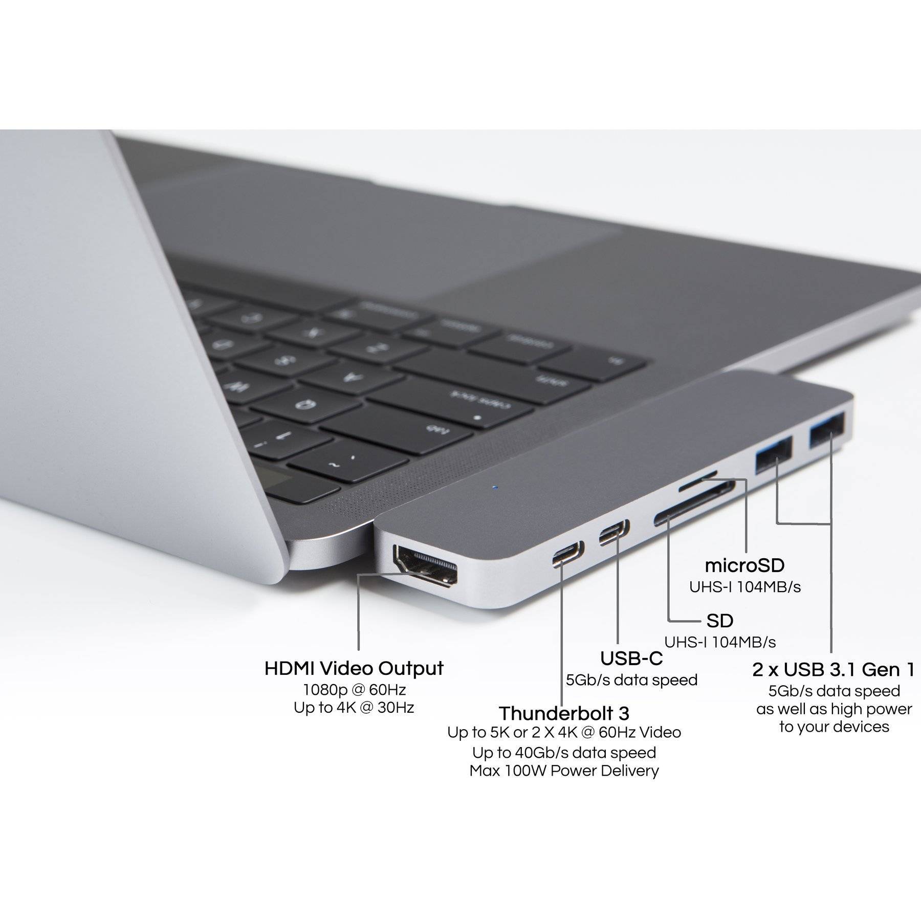 HyperDrive Duo MacBook Pro USB Type C Multifunction Hub - Silver