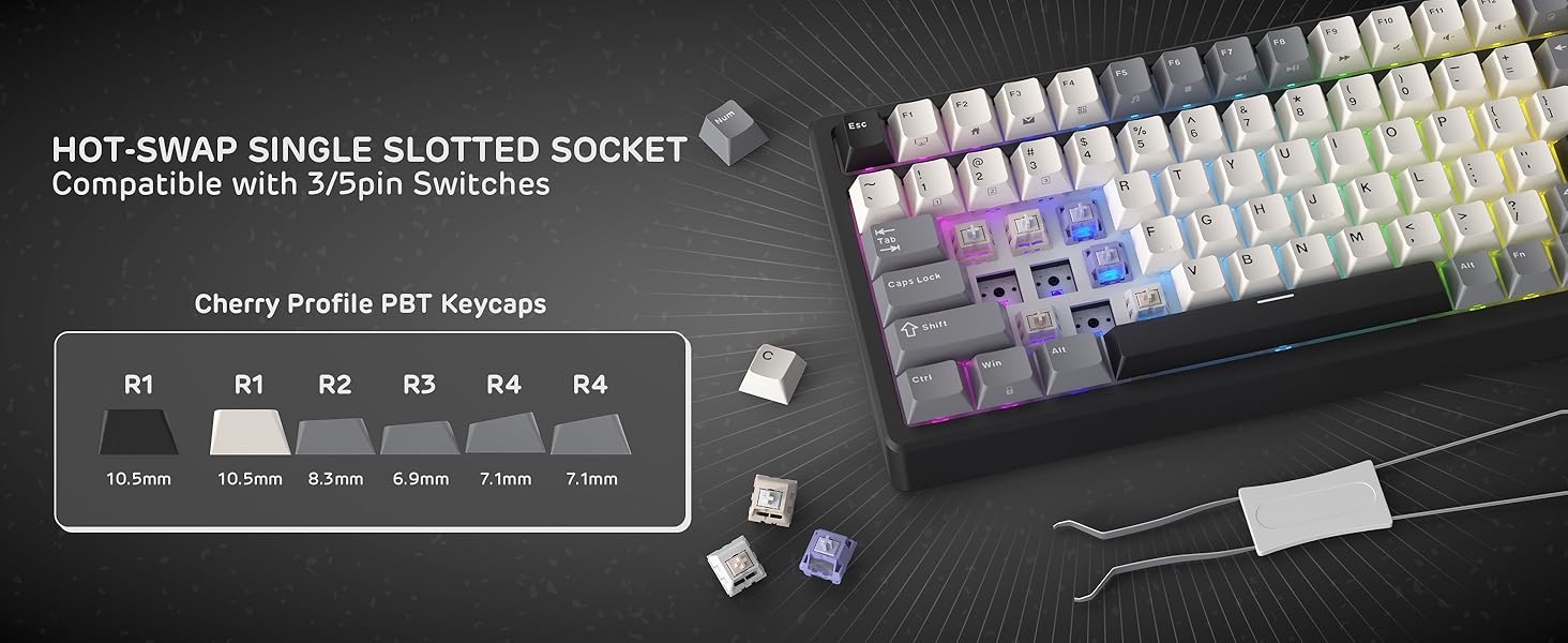 RK ROYAL KLUDGE F99 Wireless Mechanical Keyboard Numper Pad, Tri-Mode Hot Swappable 95%100 Keys Gaming Keyboard BT/2.4G/USB-C, Knight Black