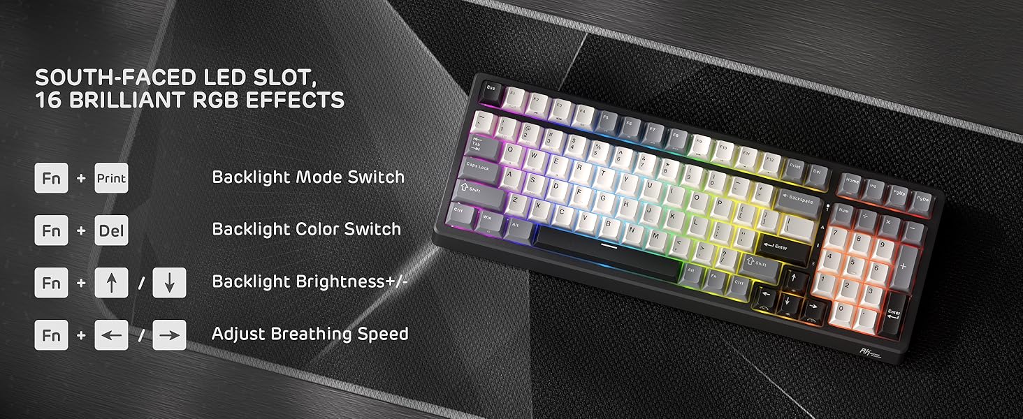 RK ROYAL KLUDGE F99 Wireless Mechanical Keyboard Numper Pad, Tri-Mode Hot Swappable 95%100 Keys Gaming Keyboard BT/2.4G/USB-C, Knight Black