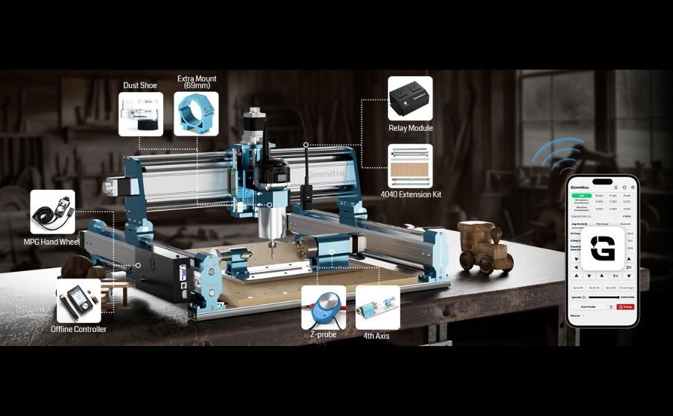 CNC Machine 4040-PRO MAX with 710W Trimmer CNC Router & Linear Rail Driven, 3 Axis Engraving Machine for Wood Metal Acrylic Cutting Milling, GRBL Cont