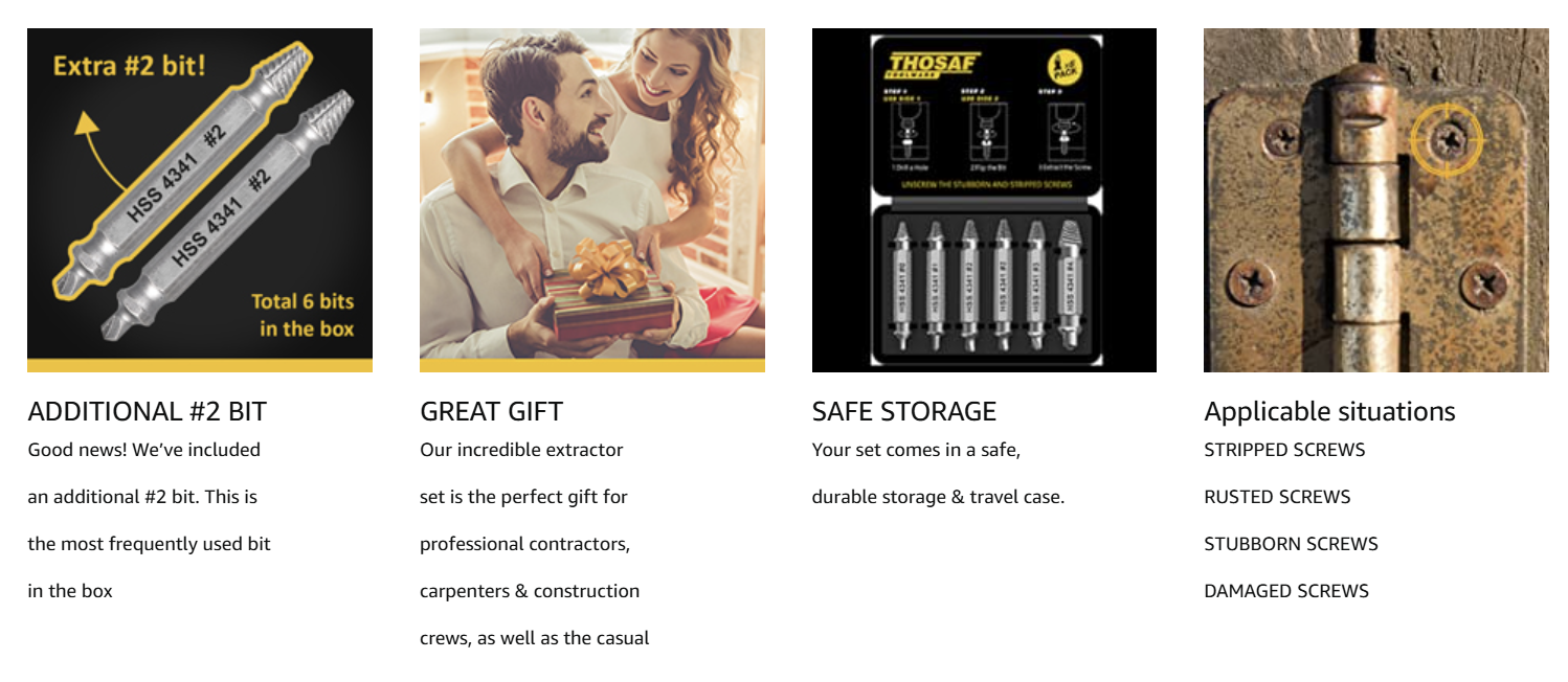 Gifts for Men,Damaged Screw Extractor Set,Fathers Day Gifts for Dad from Daughter Son,Mens Gifts for Dad,Husband,Stripped Screws Nuts & Bolts Drill Bi