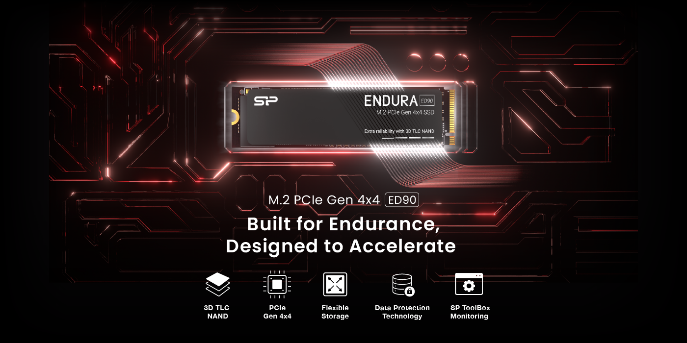 Silicon Power ED90 Endura 1TB 3D TLC NAND, High Endurance Grade, 5000MB/s Gen4x4 M.2 2280, Internal SSD for Laptop / PC - SP01KGBP44ED9005