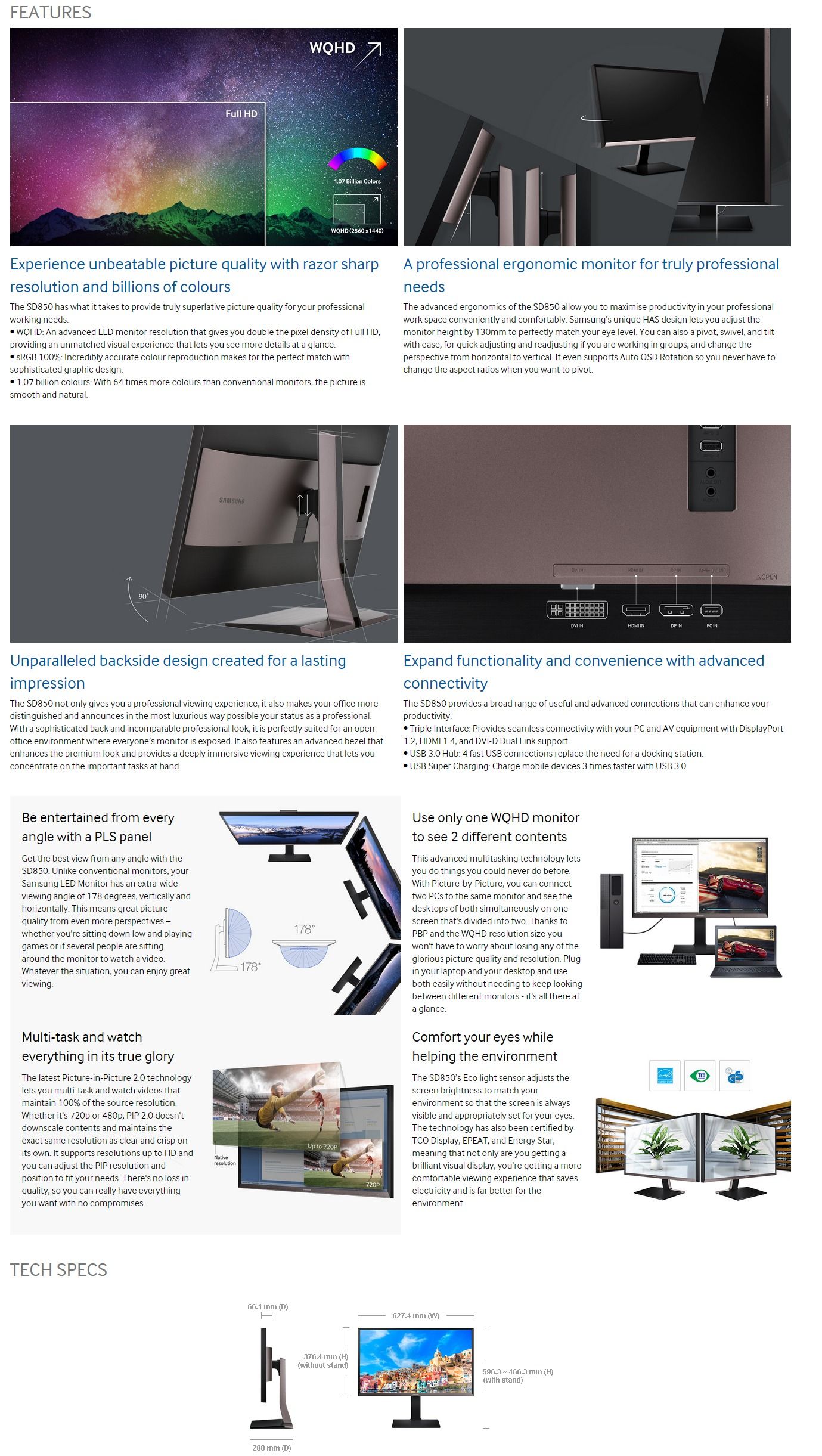 Samsung 27in WQHD Business Monitor (LS27D85KTSN/XY)