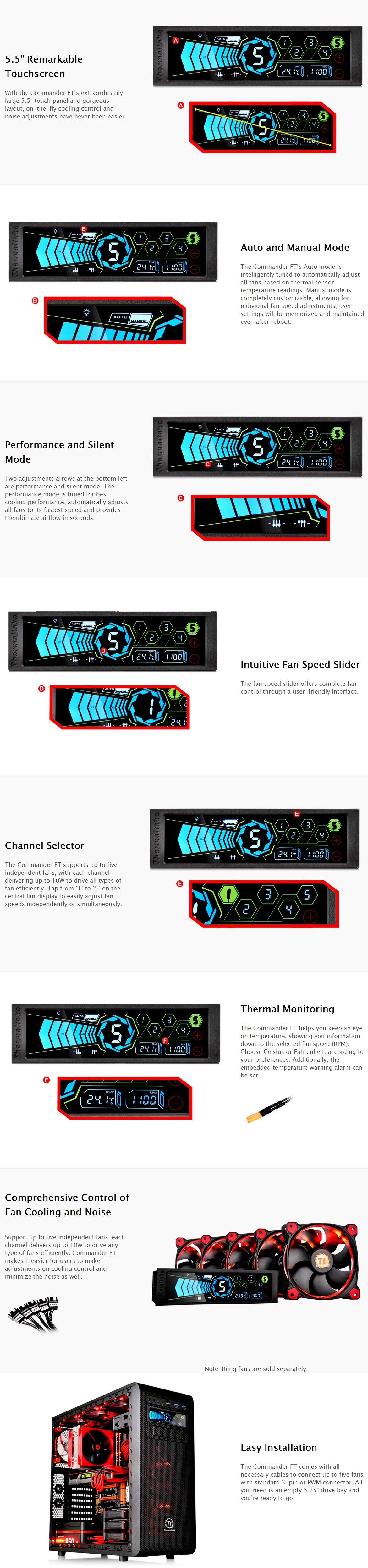 Thermaltake Commander FT - Touchscreen Fan Controller (AC-010-B51NAN-A1)