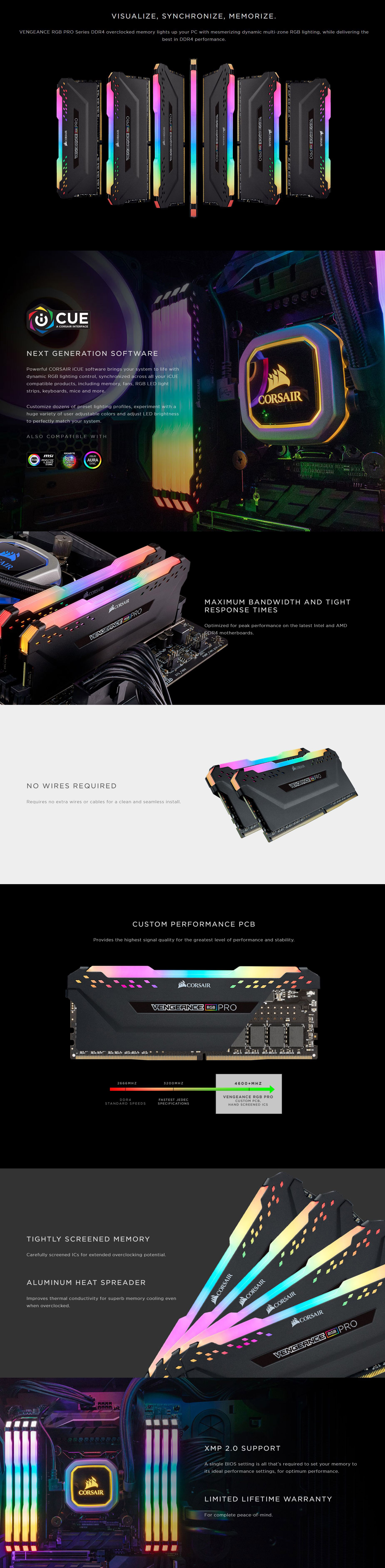 Corsair Vengeance RGB Pro 32GB (2x16GB) 2666MHz DDR4 RAM (CMW32GX4M2A2666C16)
