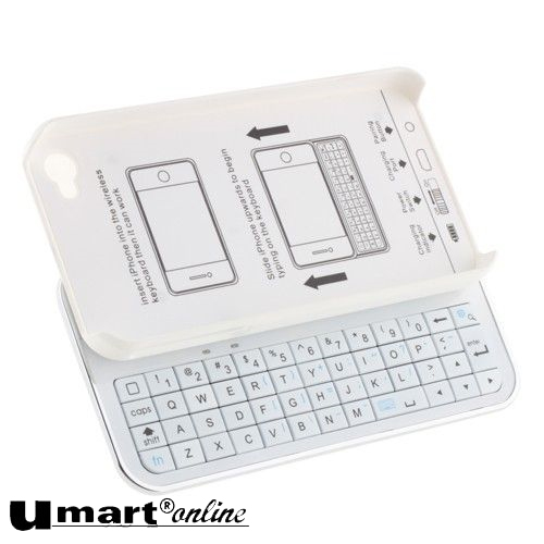 Bluetooth Slide Keyboard Case For iPhone 4 - White (502821W)