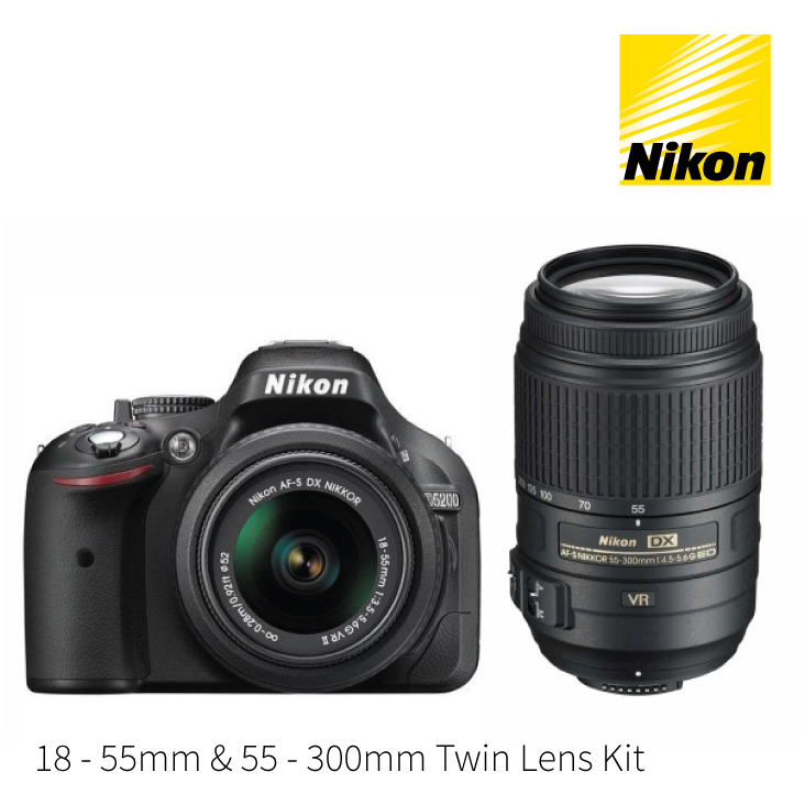Nikon D5200 DSLR Camera 18-55mm and 55-300mm Twin Lens Kit