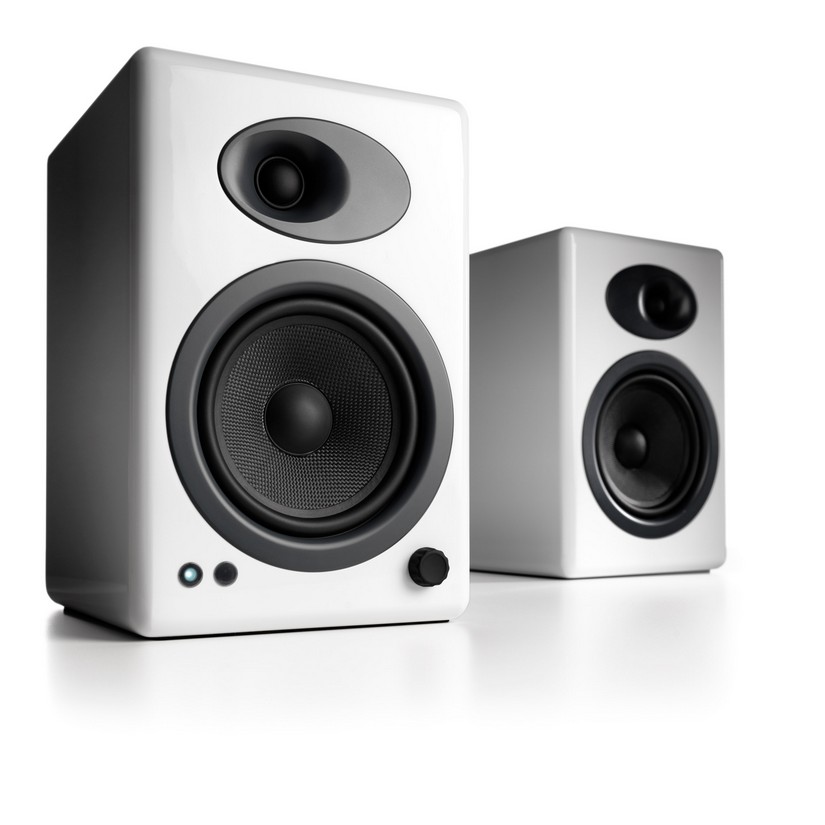 Audioengine 5+ Powered Bookshelf Speakers Pair Hi-Gloss White