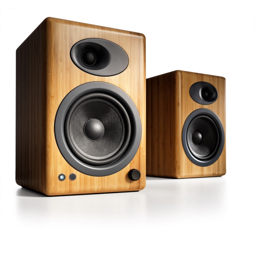 Audioengine 5+ Powered Bookshelf Speakers Pair Solid Bamboo (90021915)