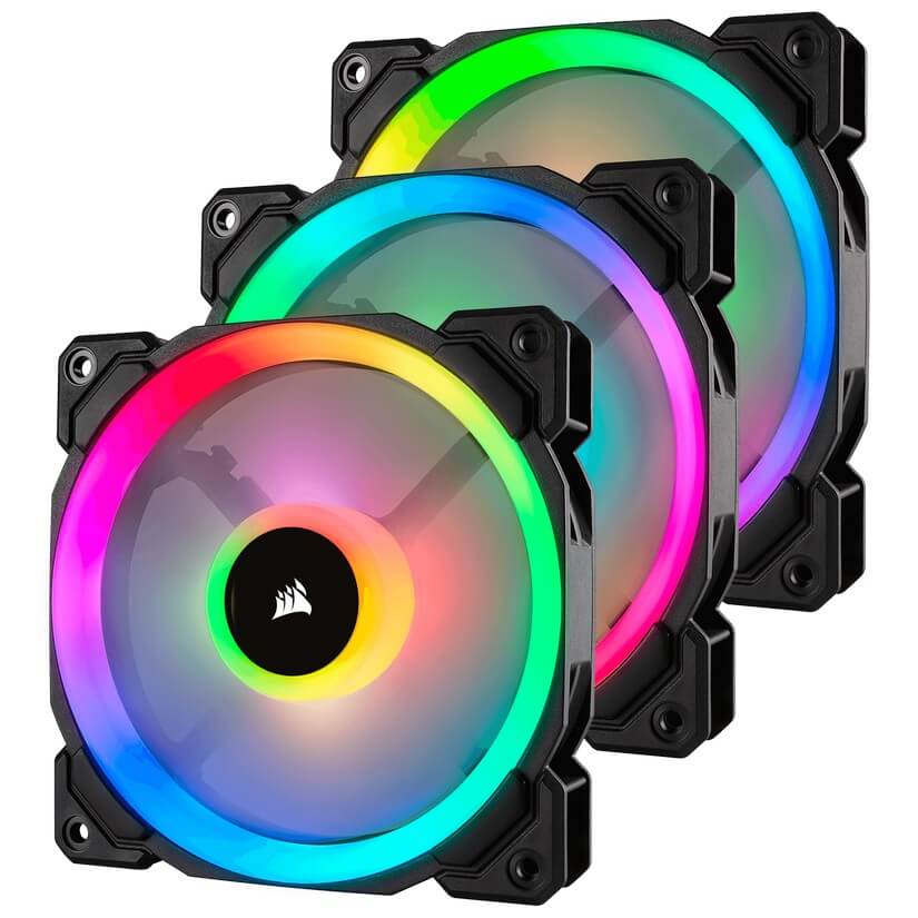 Corsair LL120 Dual Light Loop, Triple Pack 120mm RGB LED PWM Fan with Lighting Node Pro (CO-9050072-WW)