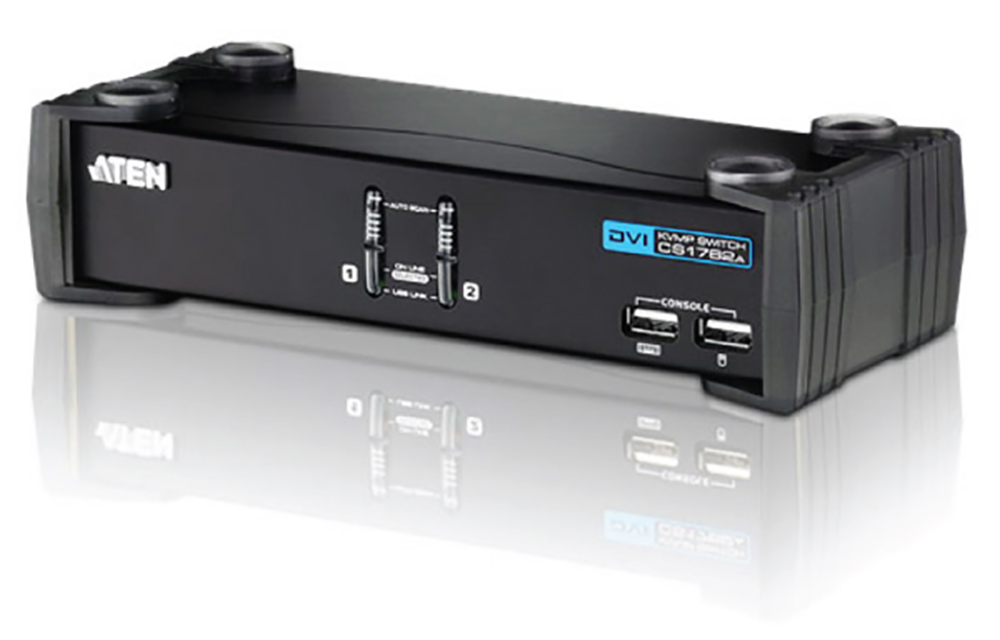 Aten CS1762A-AT-U 2 Port USB DVI KVMP Switch w/ USB 2.0 Hub and Audio - Cables Included