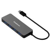 Simplecom Ultra Slim Aluminium USB3.1 Type C to 4 Port USB 3.0 Hub - Black (CH320-BK)