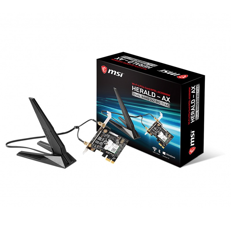 MSI Intel AX200NGW WiFi 6 Wireless PCIe Adapter (MSI-HERALD-AX AX200NGW)