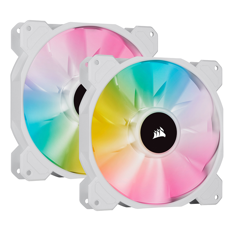 Corsair iCUE SP140 140mm RGB Elite White PWM Fan - Dual Fan Kit with Lighting Node CORE (CO-9050139-WW)