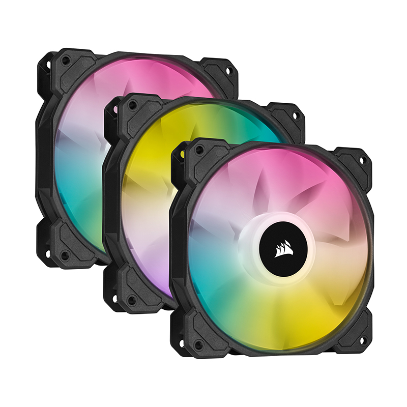 Corsair iCUE SP120 120mm RGB Elite Black PWM Fan - Triple Pack with Lighting Node CORE (CO-9050109-WW)