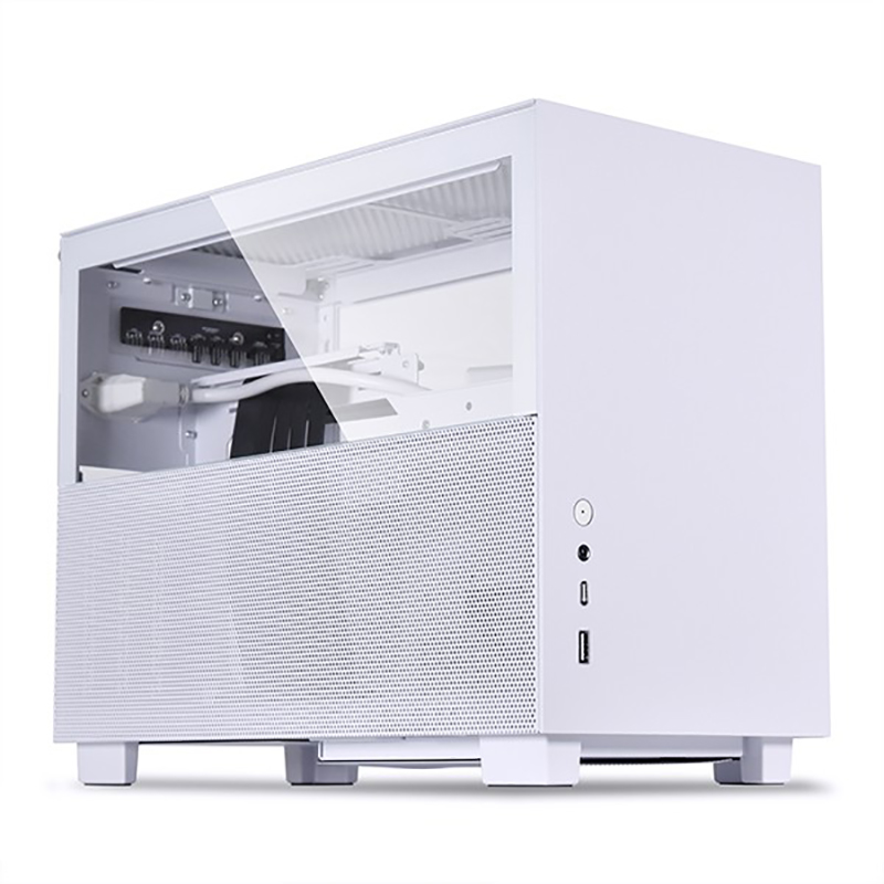 Lian Li PC-Q58W4 Mesh Tempered Glass Mini-ITX Case with PCIe 4.0 Riser Cable - White