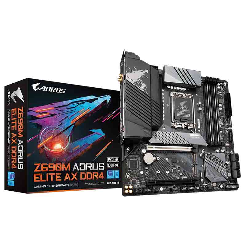 Gigabyte Z690M Aorus Elite AX LGA1700 DDR4 mATX Motherboard (GA-Z690M-A-ELITE-AX-D4)