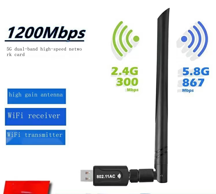 1200Mbps Wireless Network Card Driver Free 2.4g/5.8g USB3.0 Dual Band Wireless Network Card WiFi Receiver