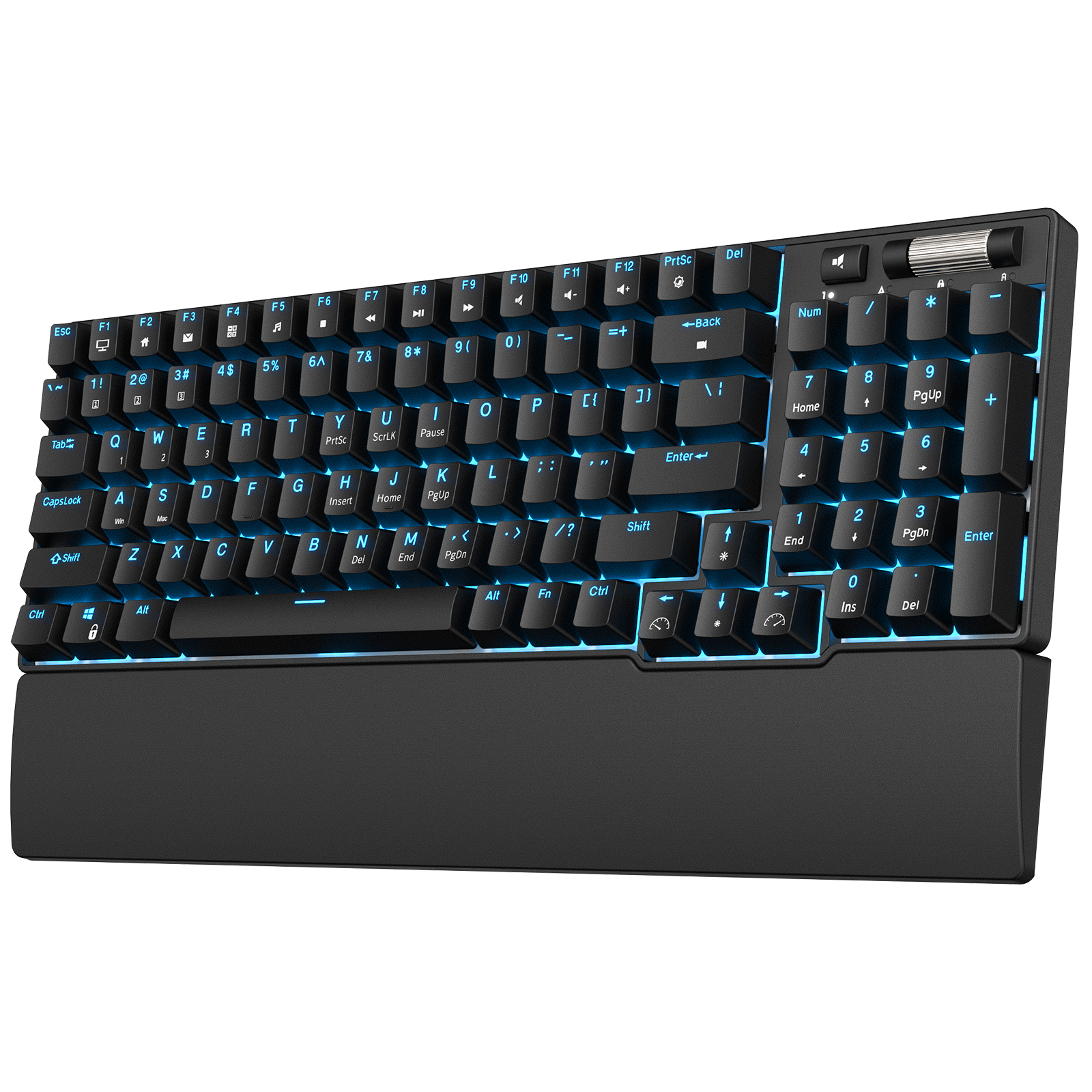 RK ROYAL KLUDGE RK96 90% 96 Keys BT5.0/2.4G/USB-C Hot Swappable Mechanical Keyboard with Magnetic Hand Rest, Blue Backlight, Red Switch, Black Color