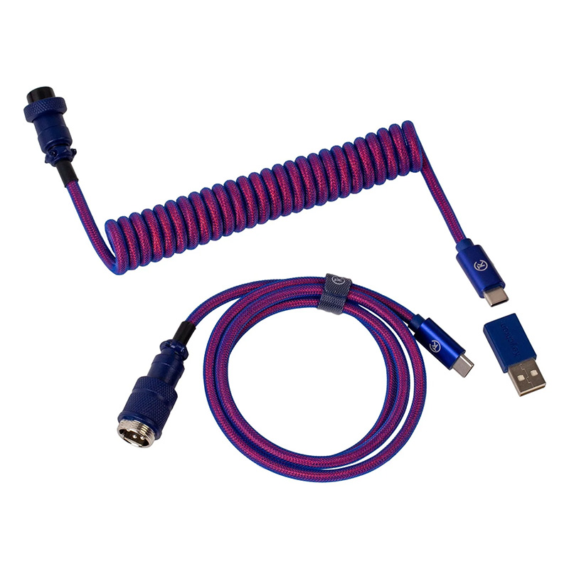 Keychron Premium Coiled Aviator Cable Purple - Straight (CABKCCAB-1)