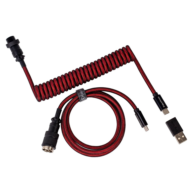 Keychron Premium Coiled Aviator Cable Red - Straight (CABKCCAB-2)