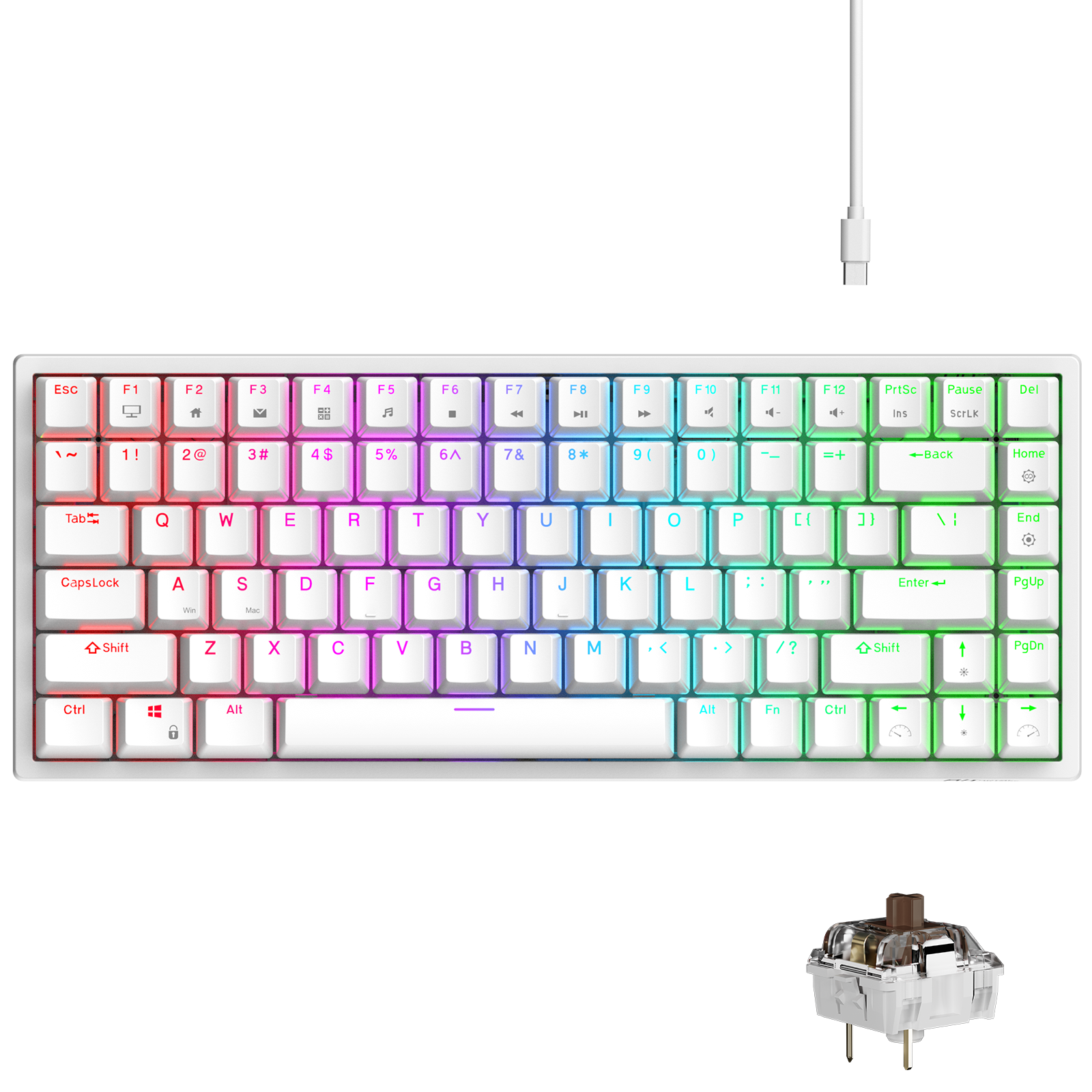 RK ROYAL KLUDGE RK84 Wired RGB 75% Hot Swappable Mechanical Keyboard, 84 Keys Tenkeyless TKL Gaming Keyboard w/ Programmable Software, RK Brown Switch