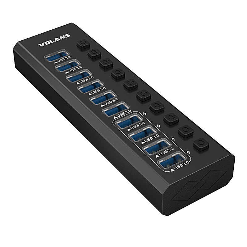 Volans 10 Port Aluminum USB 3.0 Hub with 4 x Fast Charging Port (VL-HB10S)