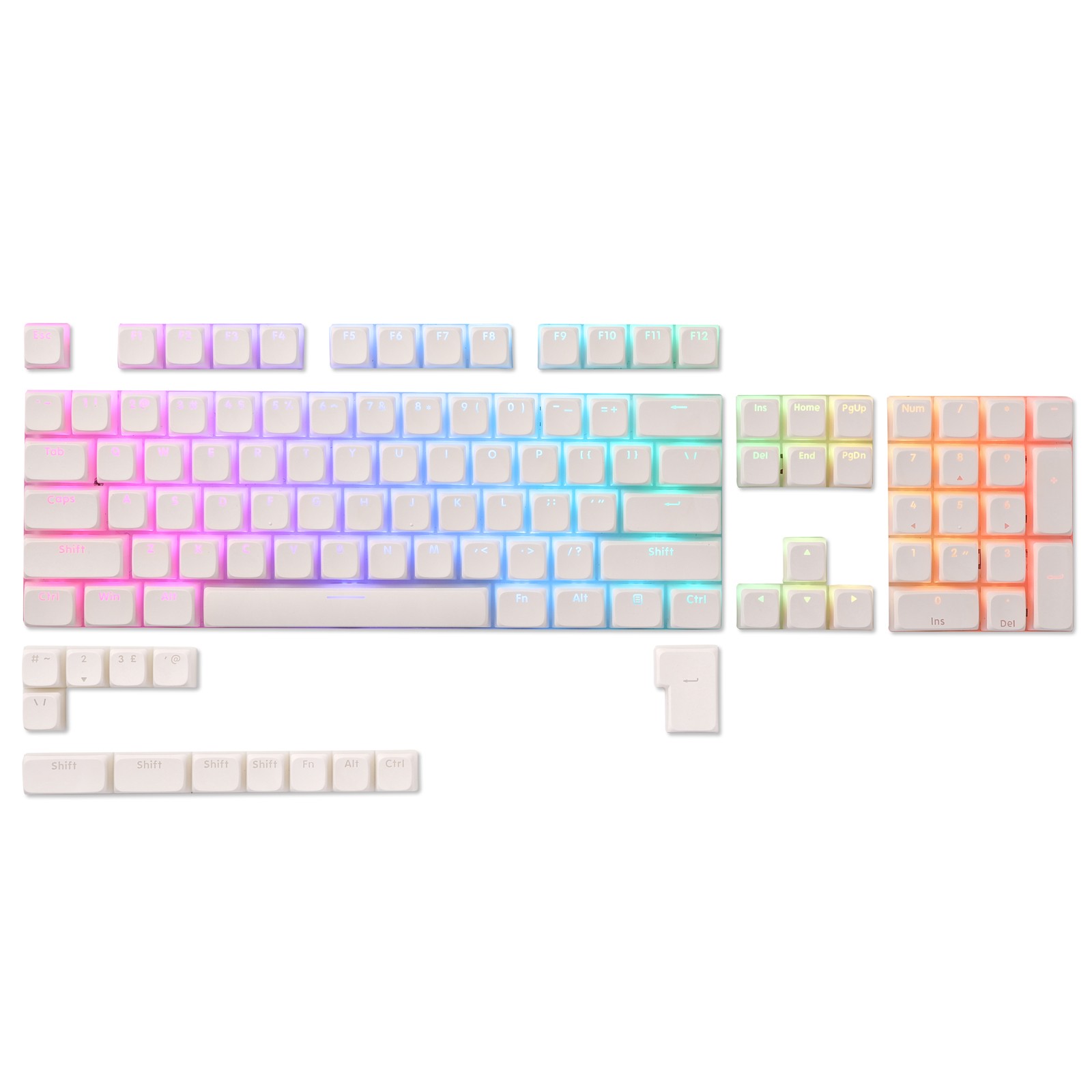 LTC LavaCaps PBT Double Shot 117-Key Pudding Keycaps Set, Translucent XDA Profile for ISO & ANSI Layout 61/68/84/87/104 Keys Mechanical Keyboard,White