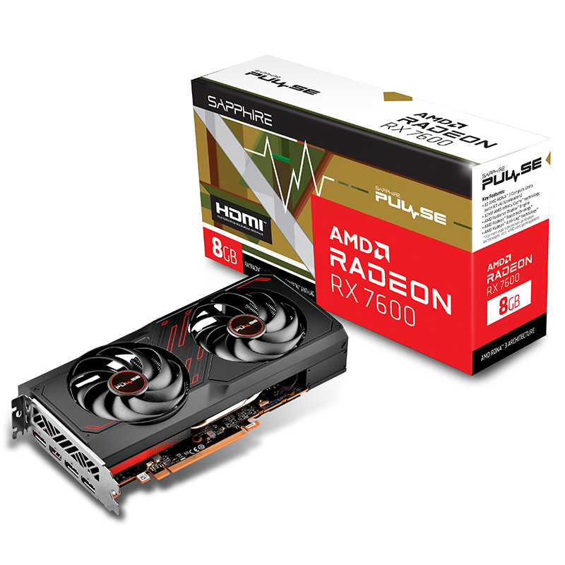 Sapphire Radeon RX 7600 Pulse Gaming 8G Graphics Card (11324-01-20G)