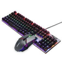 Gaming Keyboard Mice Blue Switch Mechanical keyboard Mouse Combo 104 Keys Wired RGB LED Rainbow Backlit Game mice mouse for Windows PC Gamers