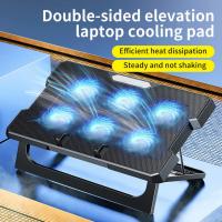 Laptop Cooling Pad Cooling Stand 6 Cooling Fans 9 Levels of Altitude Adjustment Laptop Cooler Large Airflow Quiet Anti-Slip LED Strip Light 2 USB Port