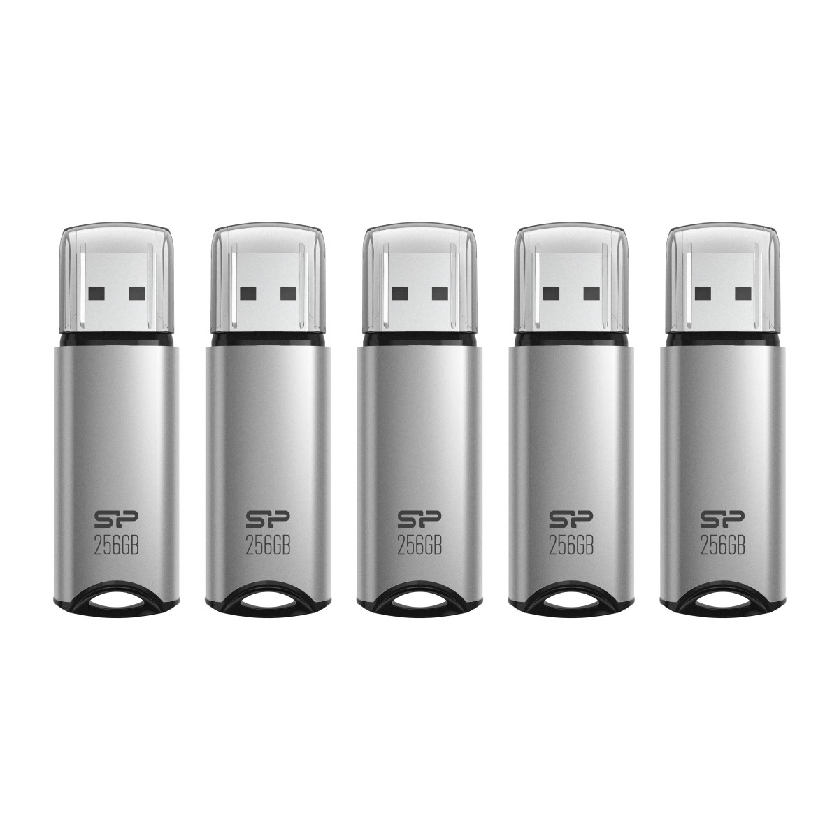 Silicon Power 256GB Marvel M02 USB 3.0 Flash Drive - Silver (5-Pack)