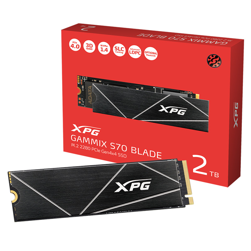 ADATA Gammix S70 Blade 2TB 2280 PCIe Gen4 M.2 NVMe SSD (AGAMMIXS70B-2T-CS)