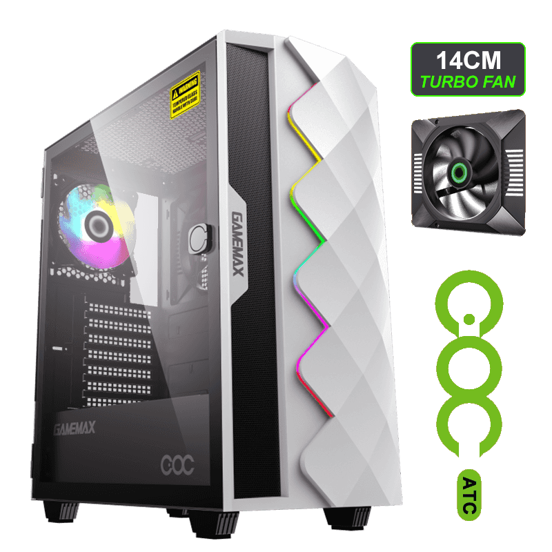 Gamemax Diamond COC WT ATX Mid-Tower  Black Chassis 1x ARGB fan 1x 14CM Turbo COC fan