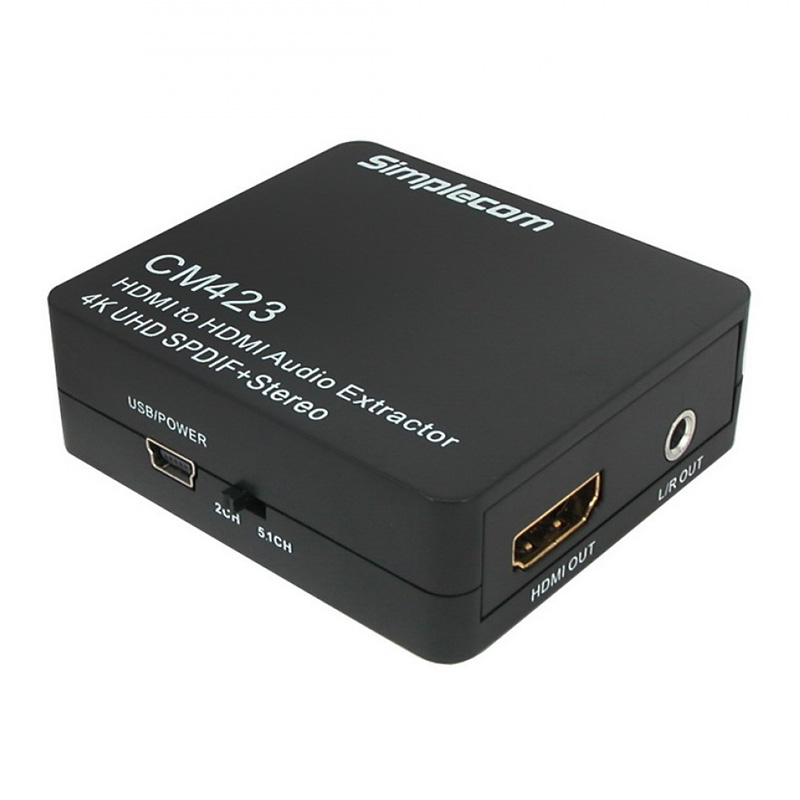 Simplecom HDMI Audio Extractor 4K HDMI to HDMI and Optical SPDIF with 3.5mm Stereo (CM423)
