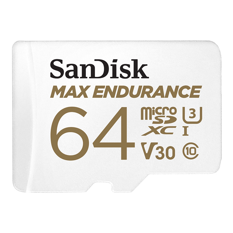 SanDisk 64GB Max Endurance V30 C10 U3 MicroSDXC Card with Adapter (SDSQQVR-064G-GN6IA)