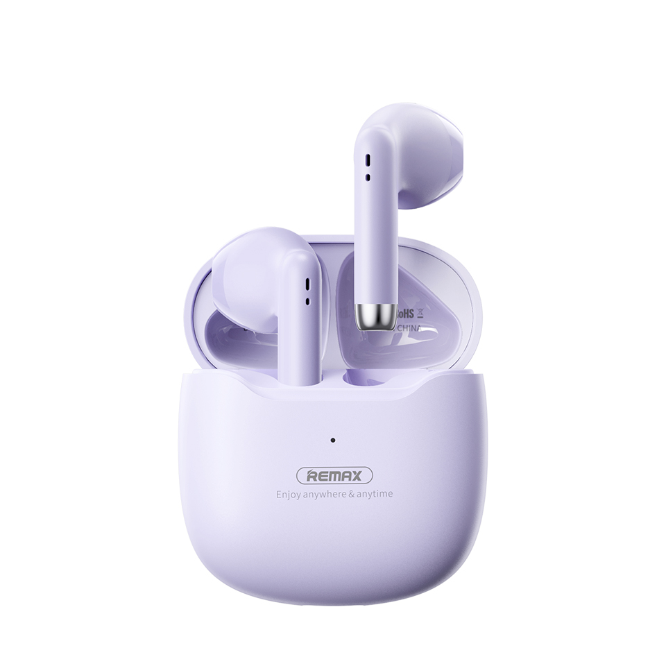 MOREJOY Remax True Wireless Heaphones Earbuds for Music Call TWS bluetooth 5.3 earphones headphones,Crystal Clear Sound Profile_Purple