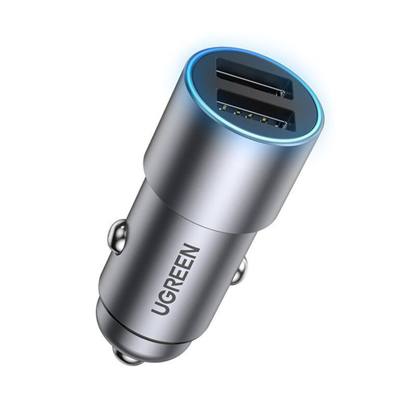 UGreen 24W Dual Port USB-A Car Charger - Grey (50592)