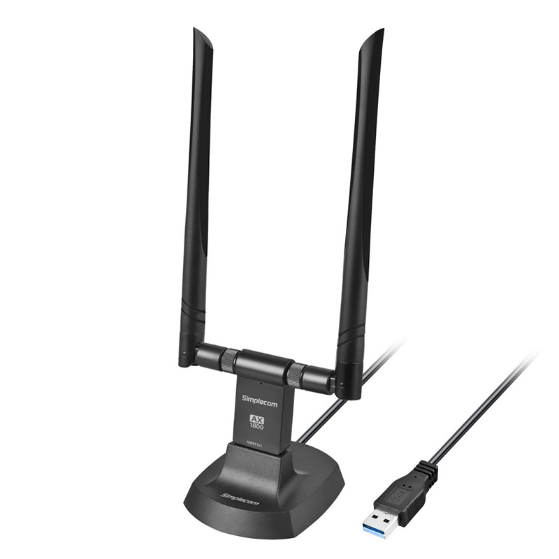 Simplecom AX1800 Dual Band WiFi 6 USB Adapter with 2x 5dBi High Gain Antennas (NW811V2)