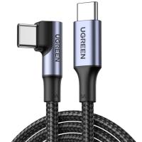 UGreen 90 Degree Angle USB-C Male to USB-C Male Black Braided Cable 1m