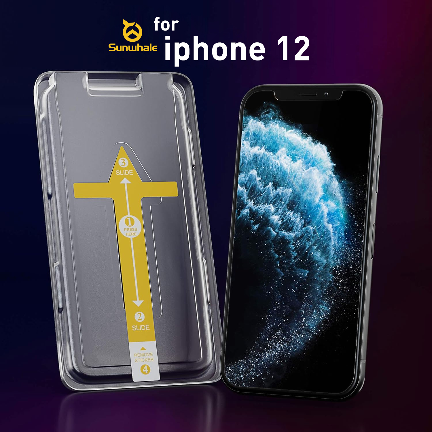 Sunwhale for iPhone 12 Screen Protector  [Auto Alignment Kit]