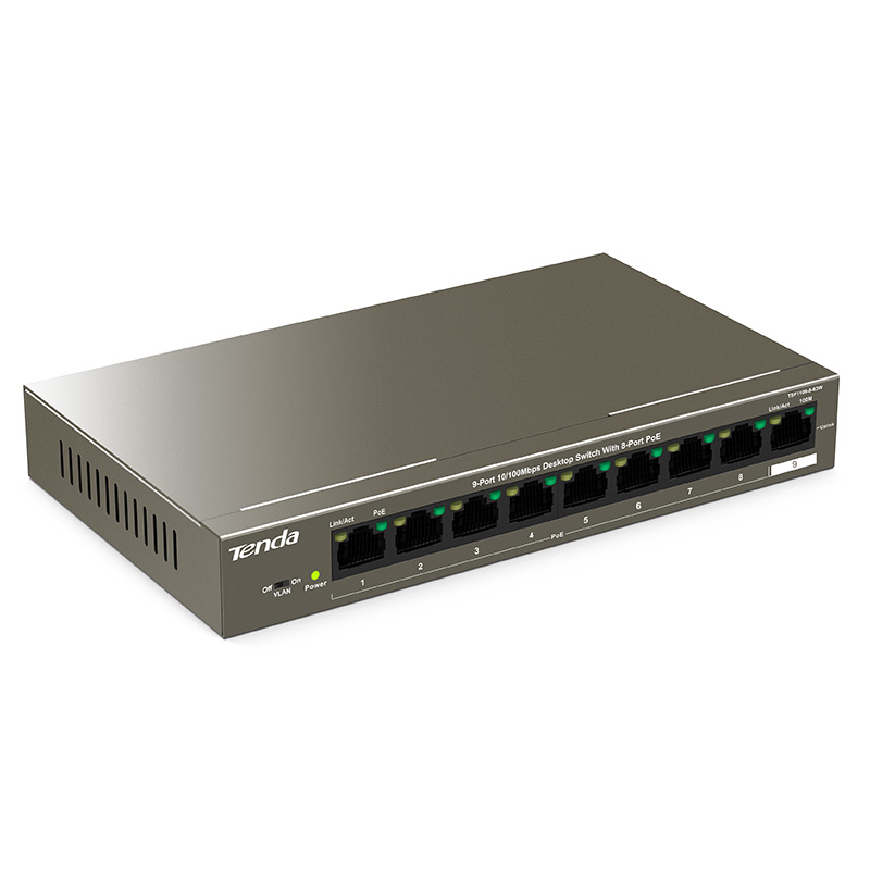 Tenda 9-Port 10/100Mbps Desktop Switch With 8-Port PoE (TEF1109P-8-63W)