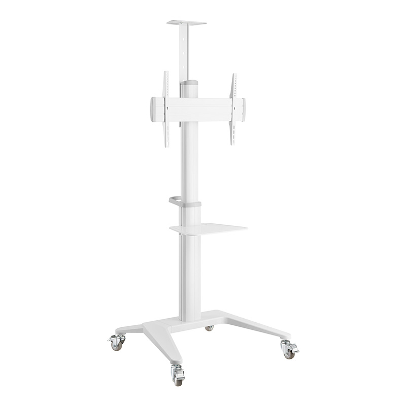 Brateck Ultra-Modern Aluminum TV Cart (Landscape/Portrait Orientation) Fit 37in-70in Up to 70Kg - White (TTV12-46TW-W)