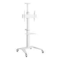 Brateck Ultra-Modern Aluminum TV Cart (Landscape/Portrait Orientation) Fit 37in-70in Up to 70Kg - White (TTV12-46TW-W)