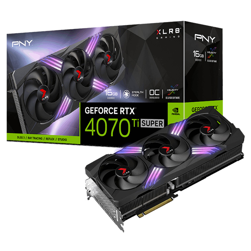 PNY GeForce RTX 4070 Ti Super XLR8 Gaming Verto EPIC-X RGB OC Triple Fan 16G Graphics Card (VCG4070TS16TFXXPB1-O)