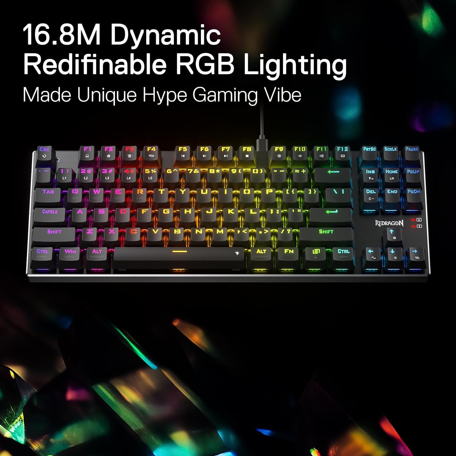 Redragon K556 TKL RGB Wired Gaming Mechanical Keyboard 80% 87 Keys Upgraded Hot-Swap Socket and Noise Absorbing Foams Red Switch